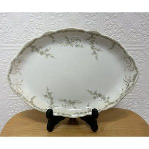 OPco Syracuse China White With Blue Flower Small Platter Oval Vegetable Dish